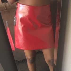 NEW Forever 21 Red Textured Patent Leather Skirt